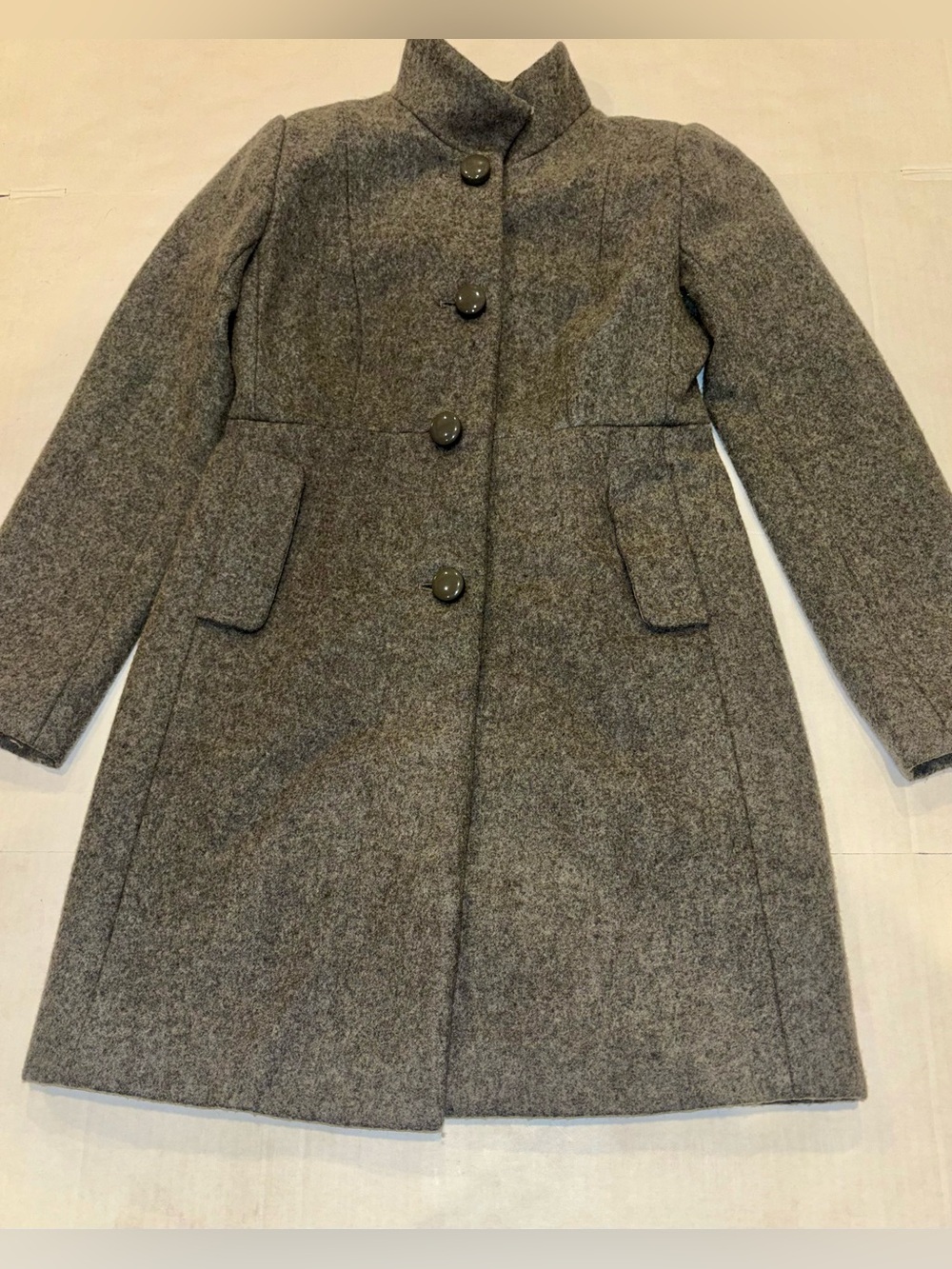 J. Crew Gray Wool-Blend Stand-Collar Pea Coat